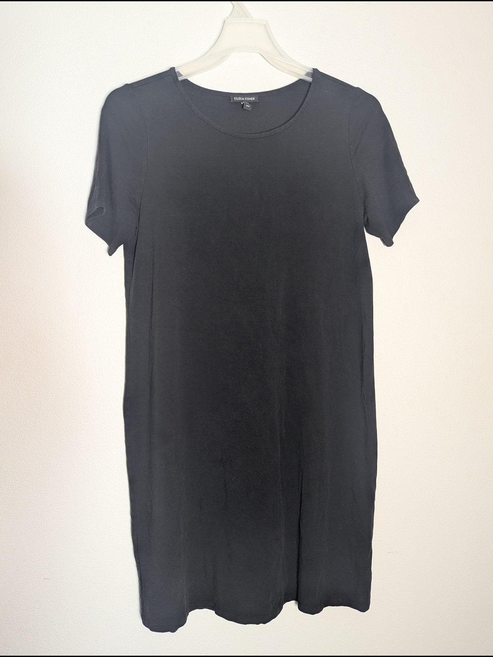 Eileen Fisher Womens Midi Dress Quiet Luxury Old Money Minimalist Black Medium